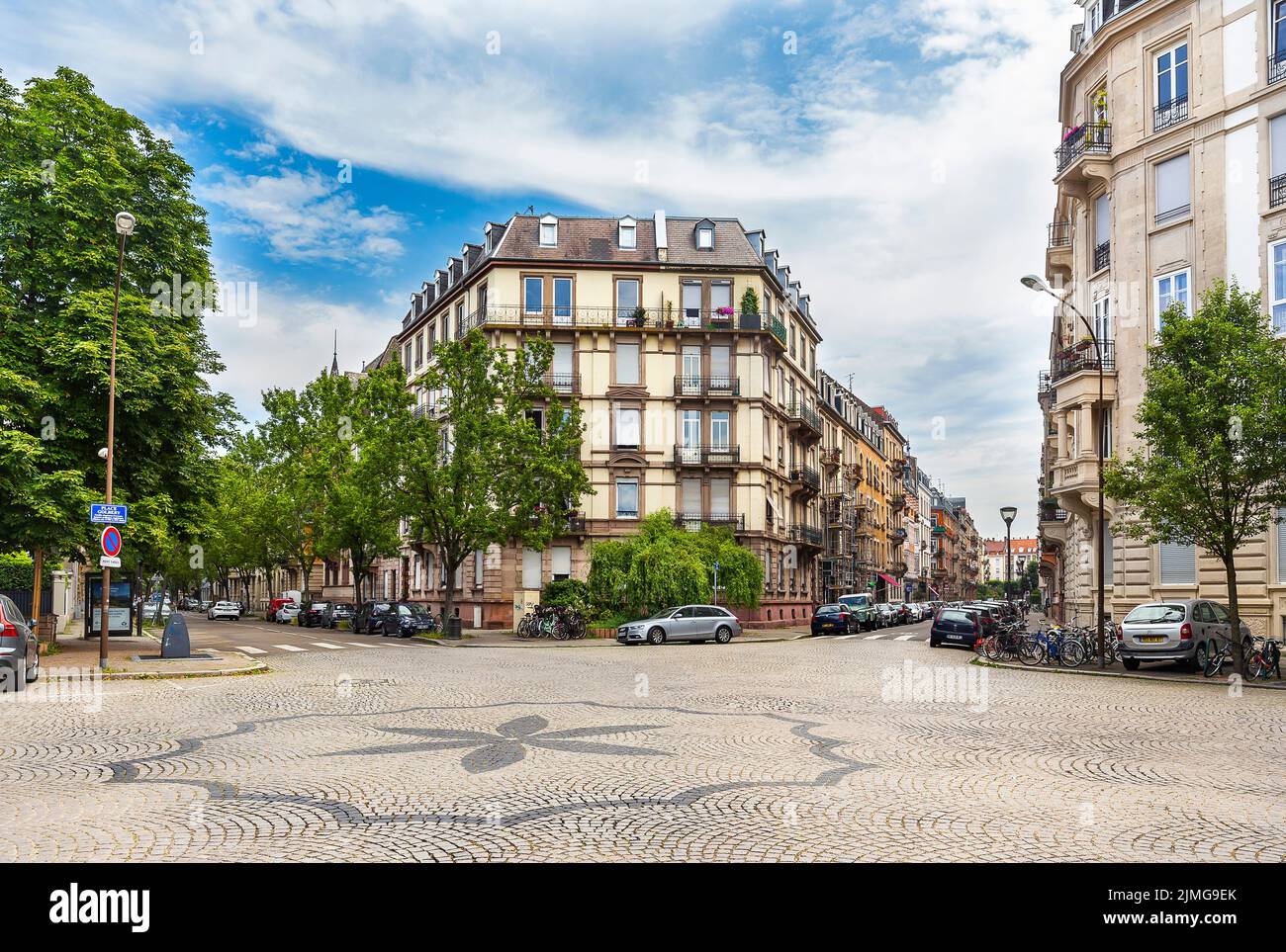 The center of Strasbourg with beautiful apartment buildings Stock Photo
