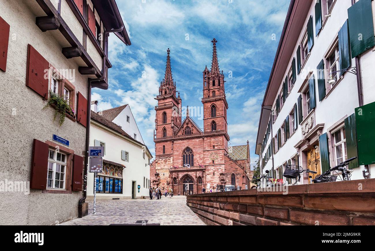 A view of the Basel Cathedral ,  Basel Stock Photo