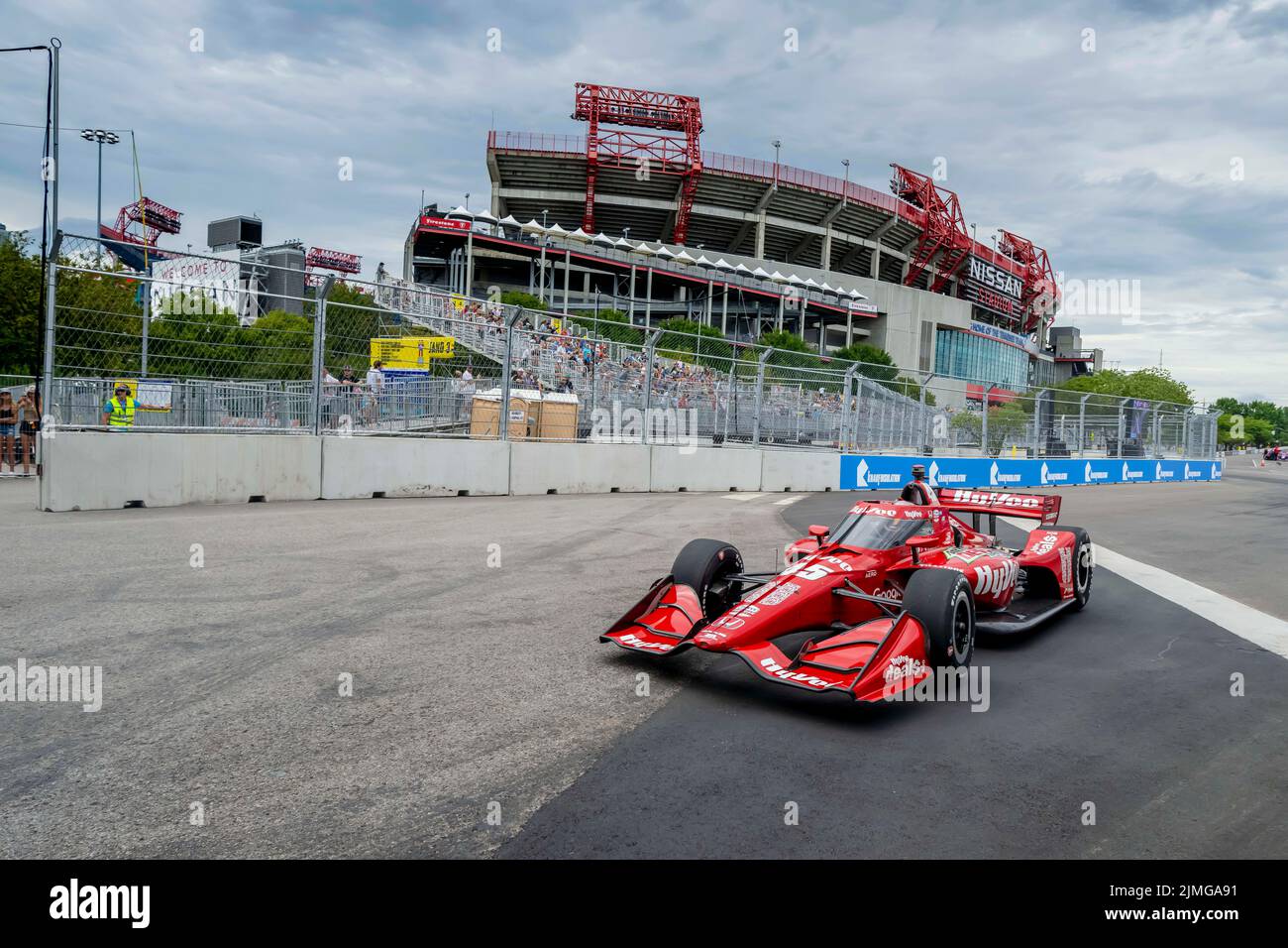 Nashville, TN, USA. 5th Aug, 2022. JACK HARVEY (45) of Bassingham, England travels through the turns during a practice for the Big Machine Music City Grand Prix on the Streets Of Nashville in Nashville TN. (Credit Image: © Walter G. Arce Sr./ZUMA Press Wire) Stock Photo