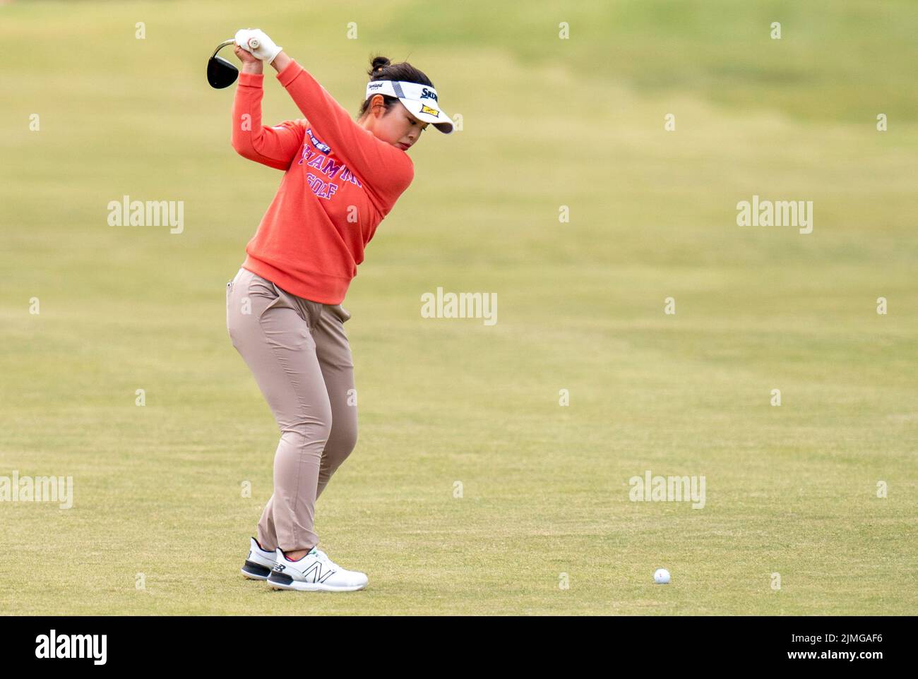 Japan's Miyuu Yamashita on the first hole during day three of the AIG Women's Open at Muirfield in Gullane, Scotland. Picture date: Saturday August 6, 2022. Stock Photo