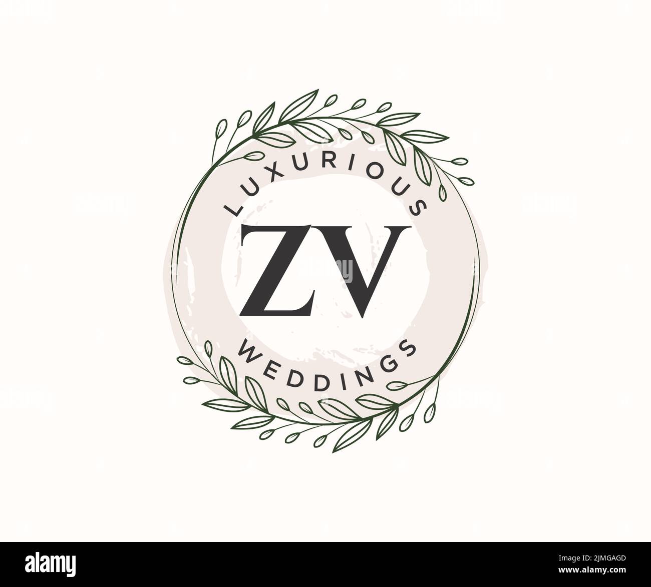ZV Initials letter Wedding monogram logos template, hand drawn modern ...