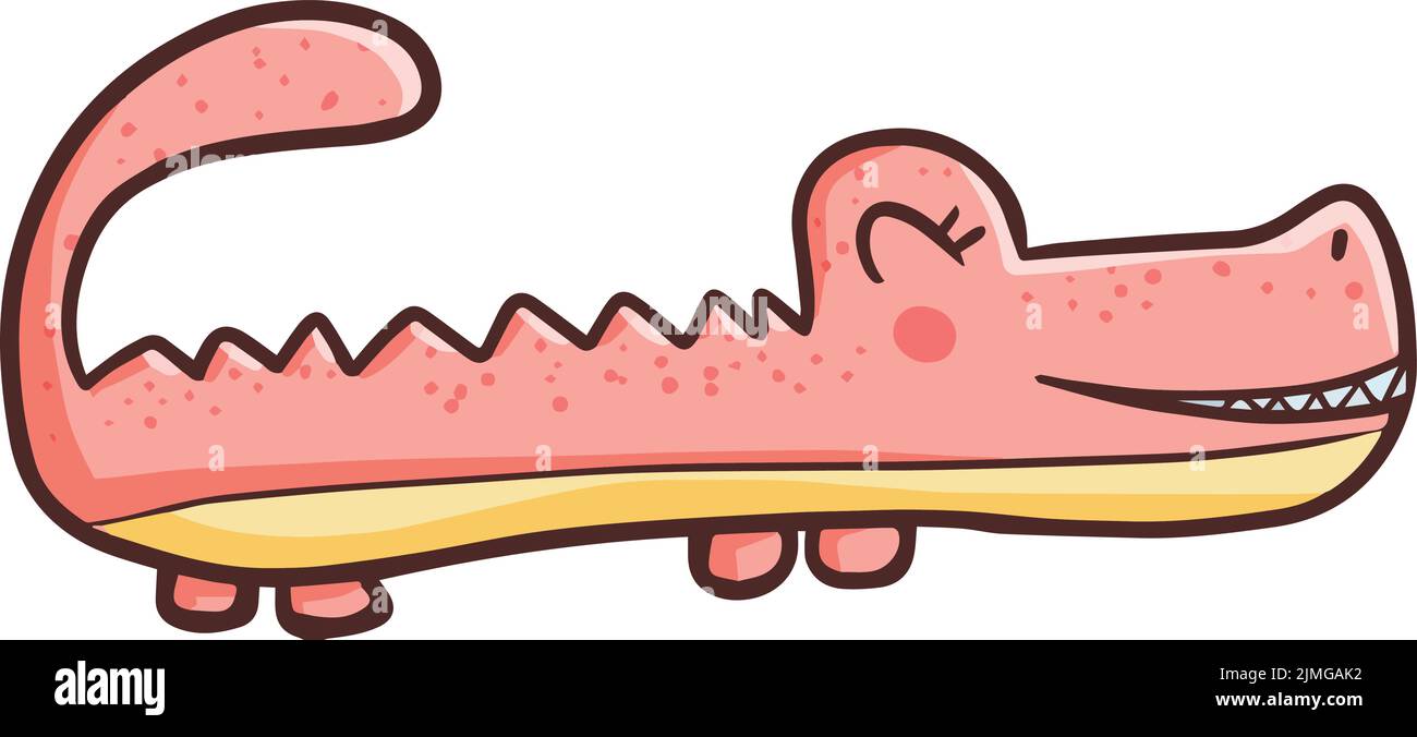 A vector of pink crocodile smiling isolated on white background Stock Vector