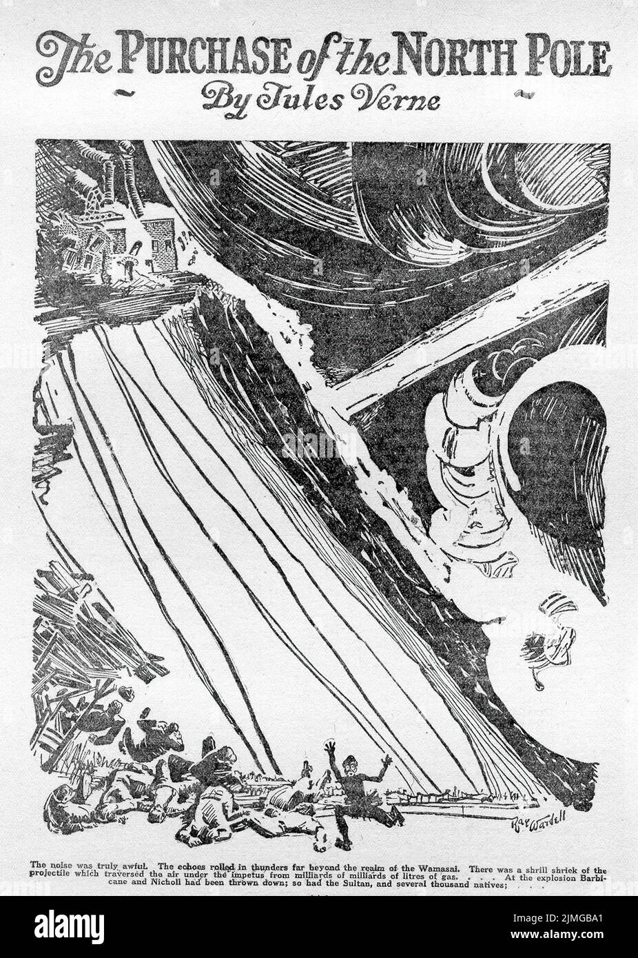 The Purchase of the North Pole (1889) by Jules Verne. Illustration by Ray Wardell from Amazing Stories, October 1926. Stock Photo