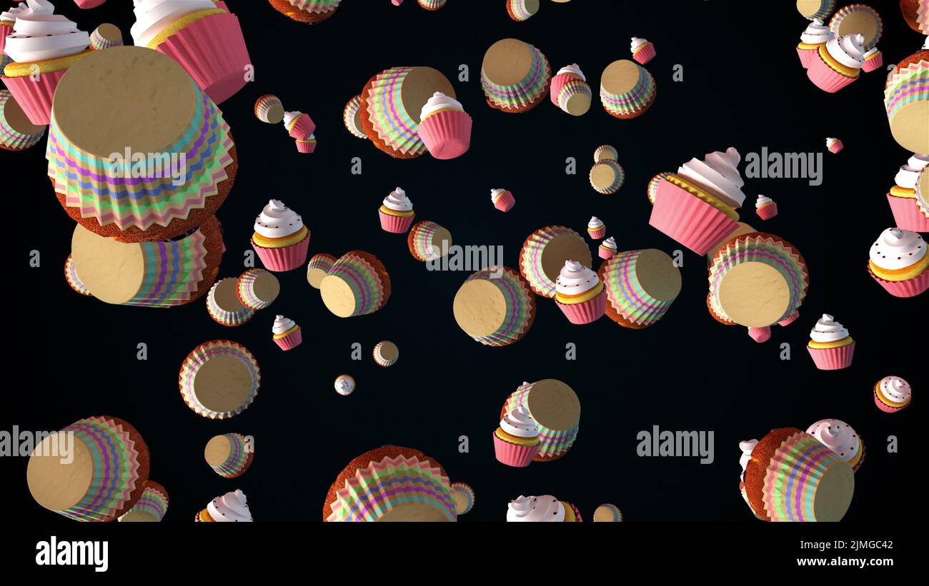 Falling holiday cupcakes Stock Photo Alamy