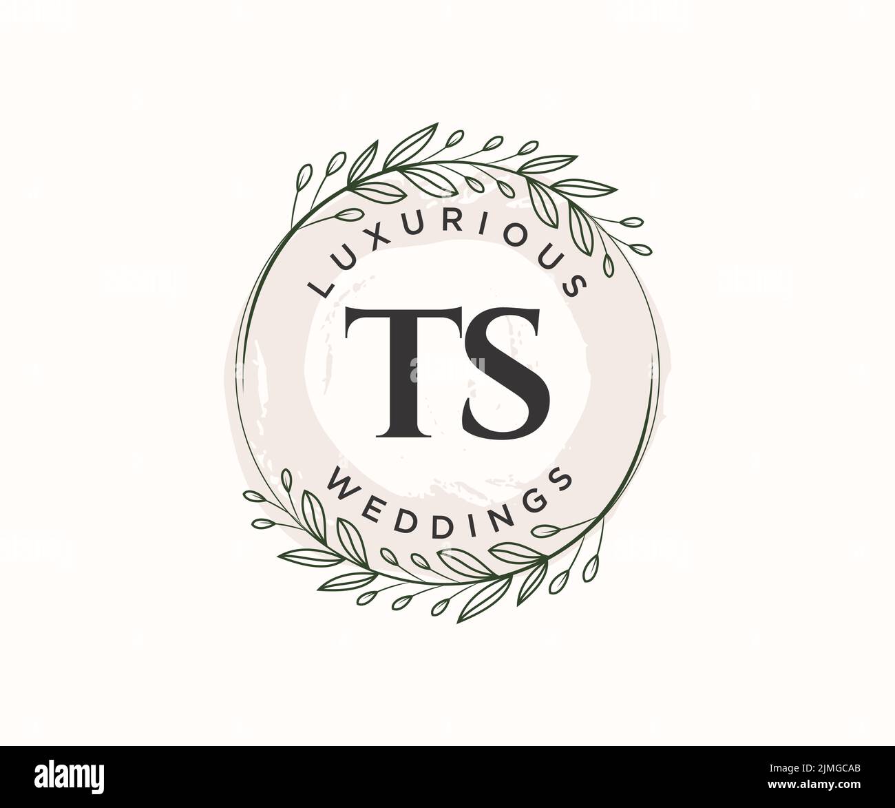 TS Initials letter Wedding monogram logos template, hand drawn modern minimalistic and floral templates for Invitation cards, Save the Date, elegant Stock Vector
