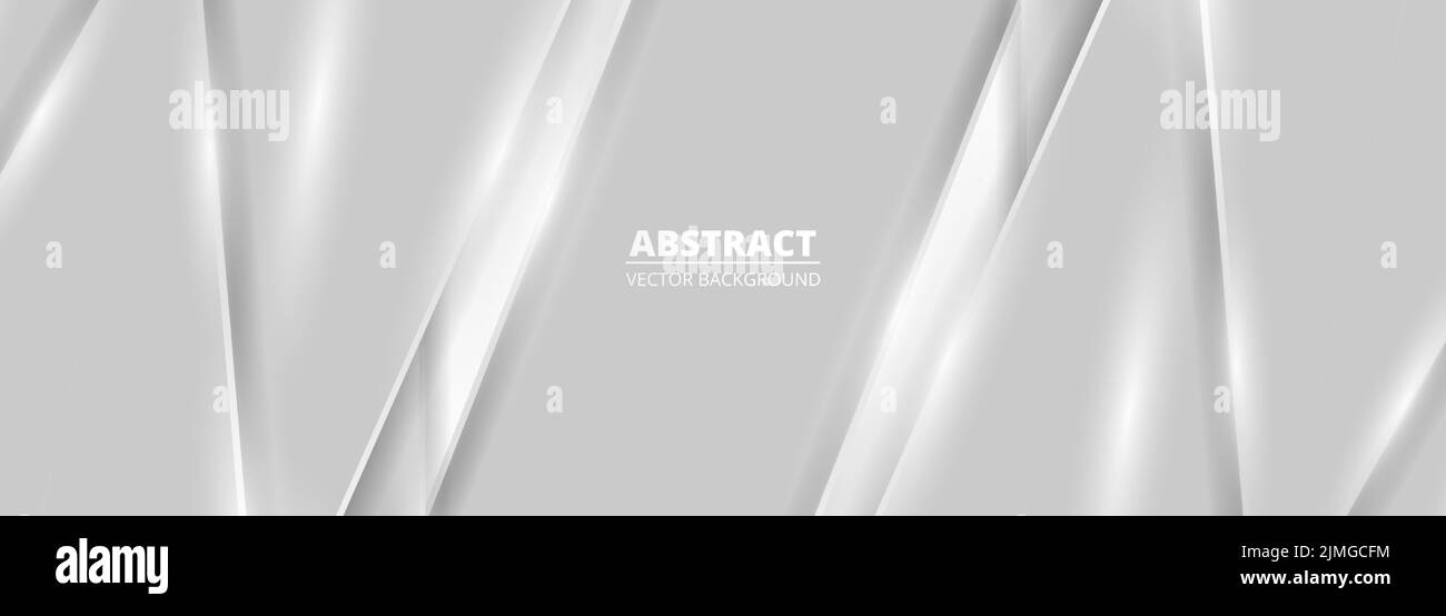 Wide luxury abstract background with silver gradient lines and shadows ...