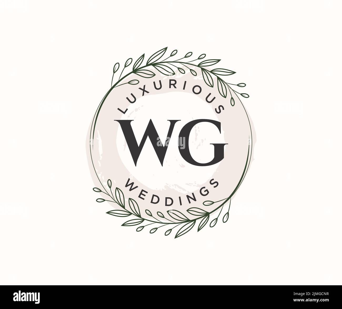 WG Initials letter Wedding monogram logos template, hand drawn modern ...