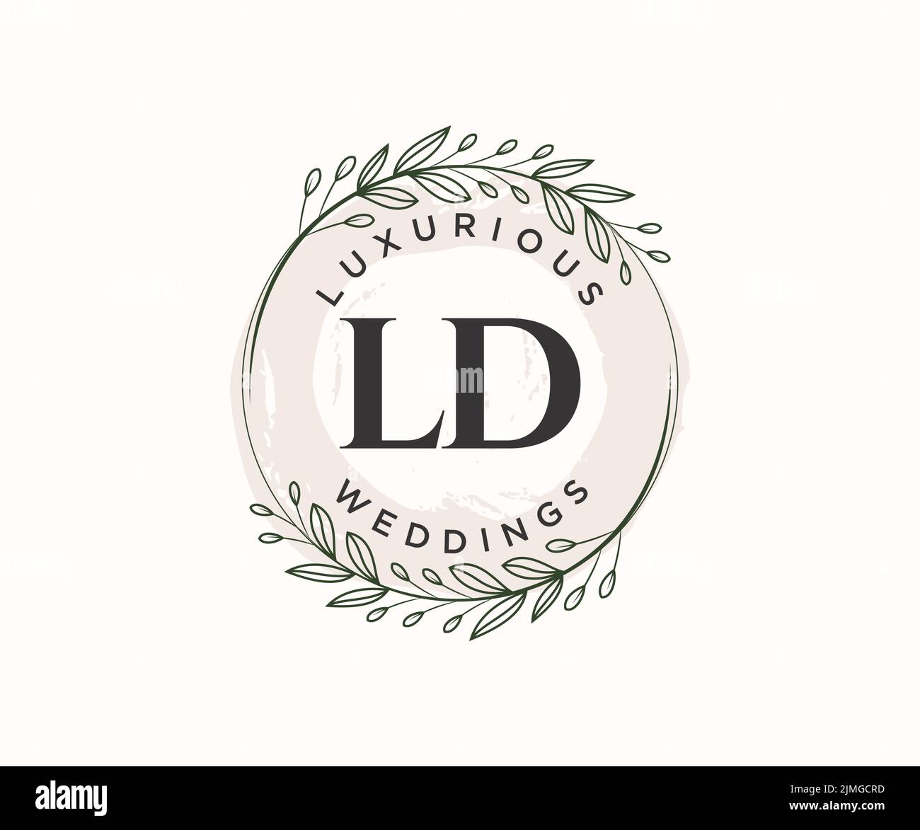 LD Initials letter Wedding monogram logos template, hand drawn modern minimalistic and floral templates for Invitation cards, Save the Date, elegant Stock Vector