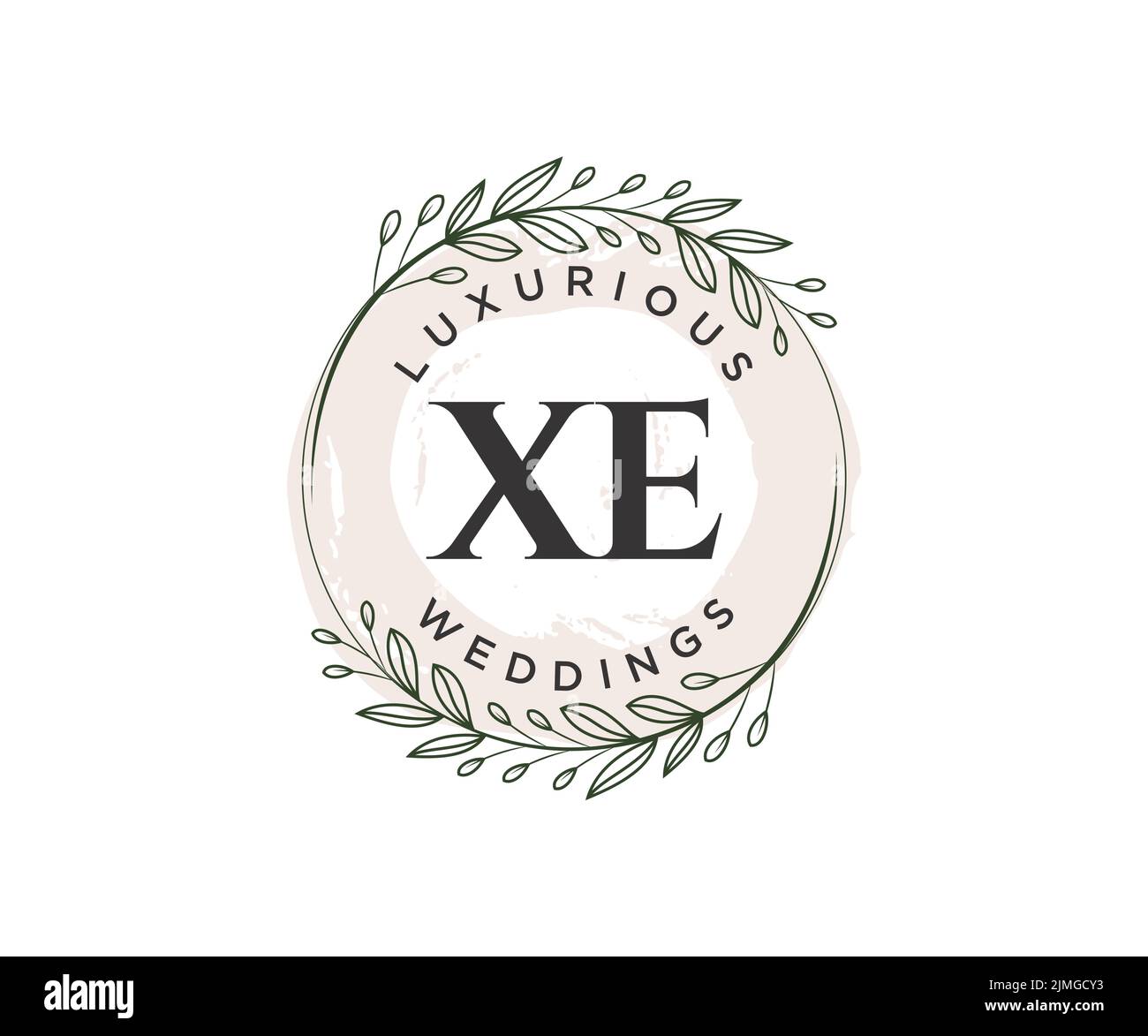 XE Initials letter Wedding monogram logos template, hand drawn modern minimalistic and floral templates for Invitation cards, Save the Date, elegant Stock Vector