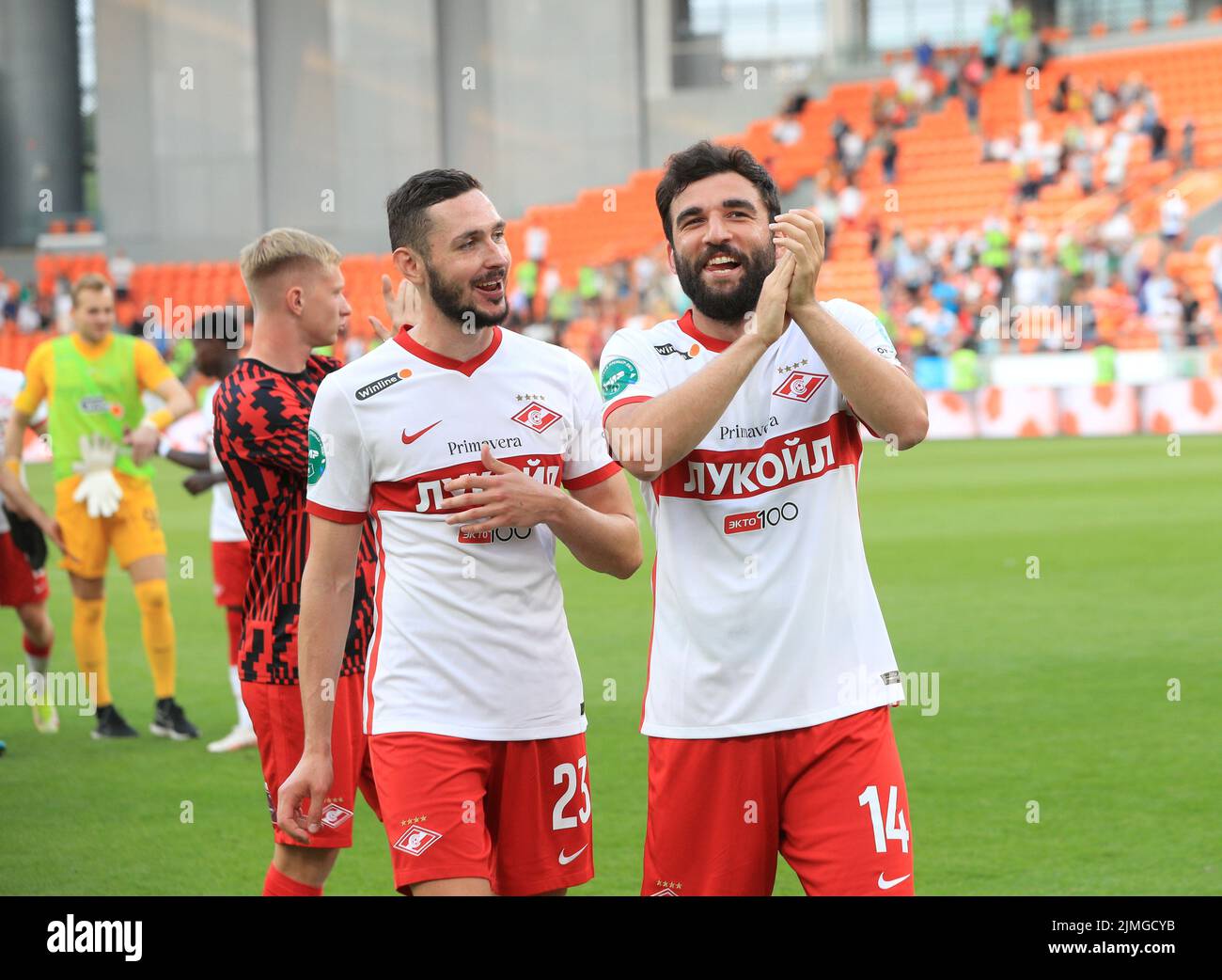 MOSCOW, RUSSIA, OCTOBER 20, 2021. The 2021/22 UEFA Europa League. Football  match between Spartak (Moscow) vs Leicester City (Leicester, England) at  Otkritie Arena in Moscow. Leicester von 3:4.Photo by Stupnikov Alexander/FC  Spartak