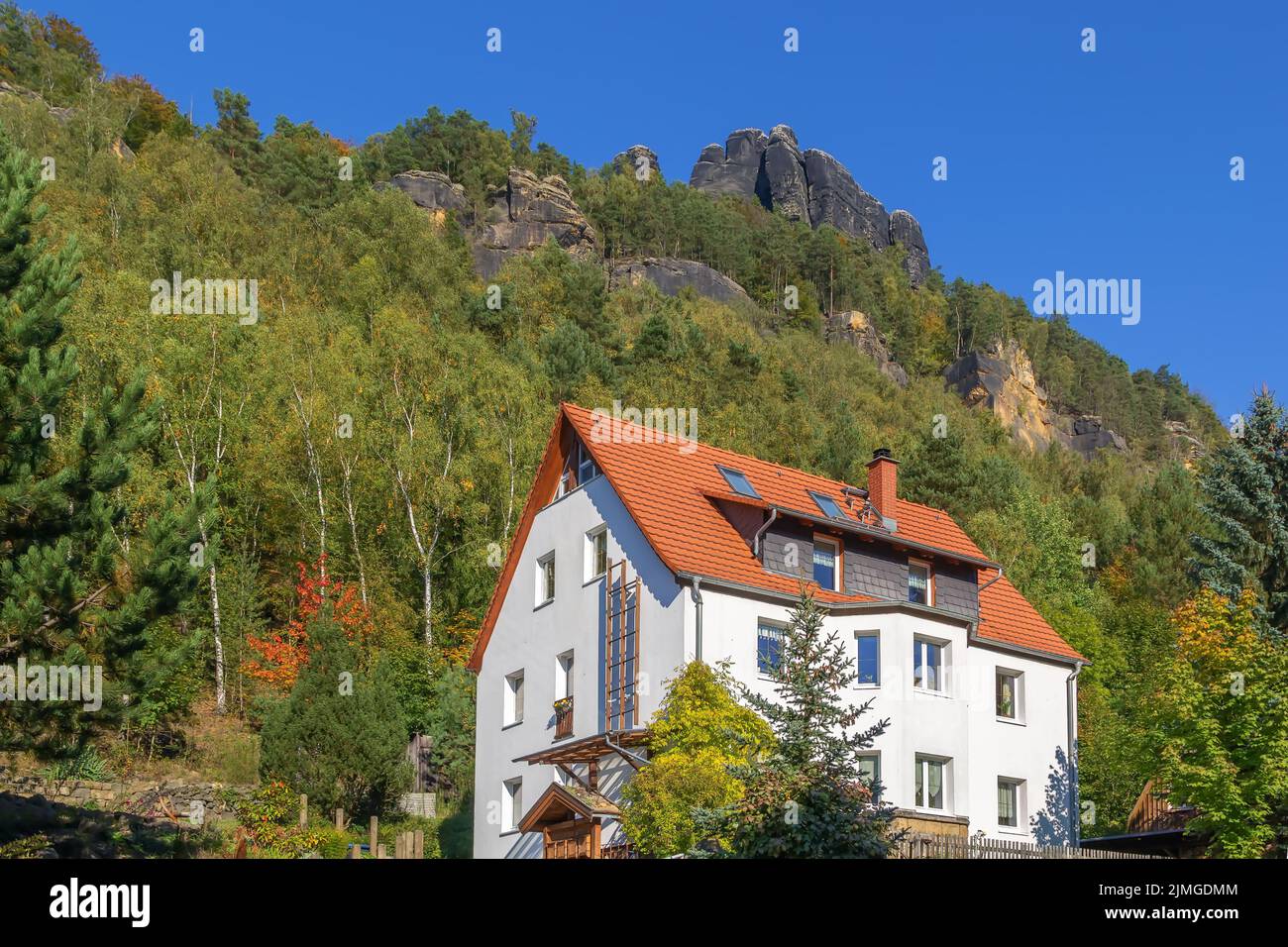 Rock in Bastei, Germany Stock Photo - Alamy