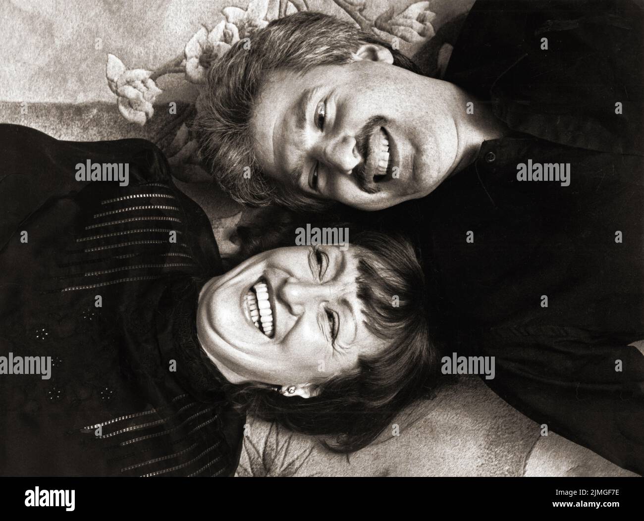 Posed photo of frequent collaborators, jazz vocalist Sheila Jordan and bassist Harvie S., AKA Harvie Swartz. In Manhattan, circa 1985. Stock Photo