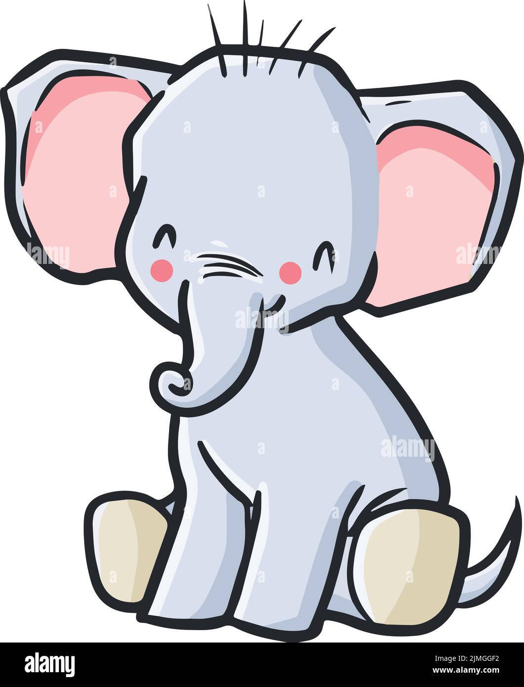 A vector of baby elephant sitting and smiling isolated on white ...