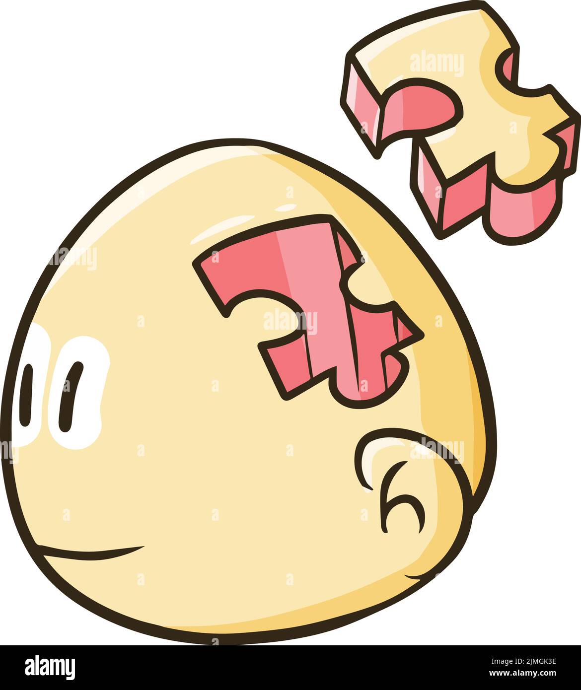 A vector illustration of a yellow round cartoon face with a puzzle ...