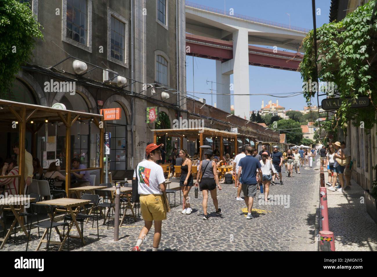 The LX Factory is a redeveloped area of old factories under the April