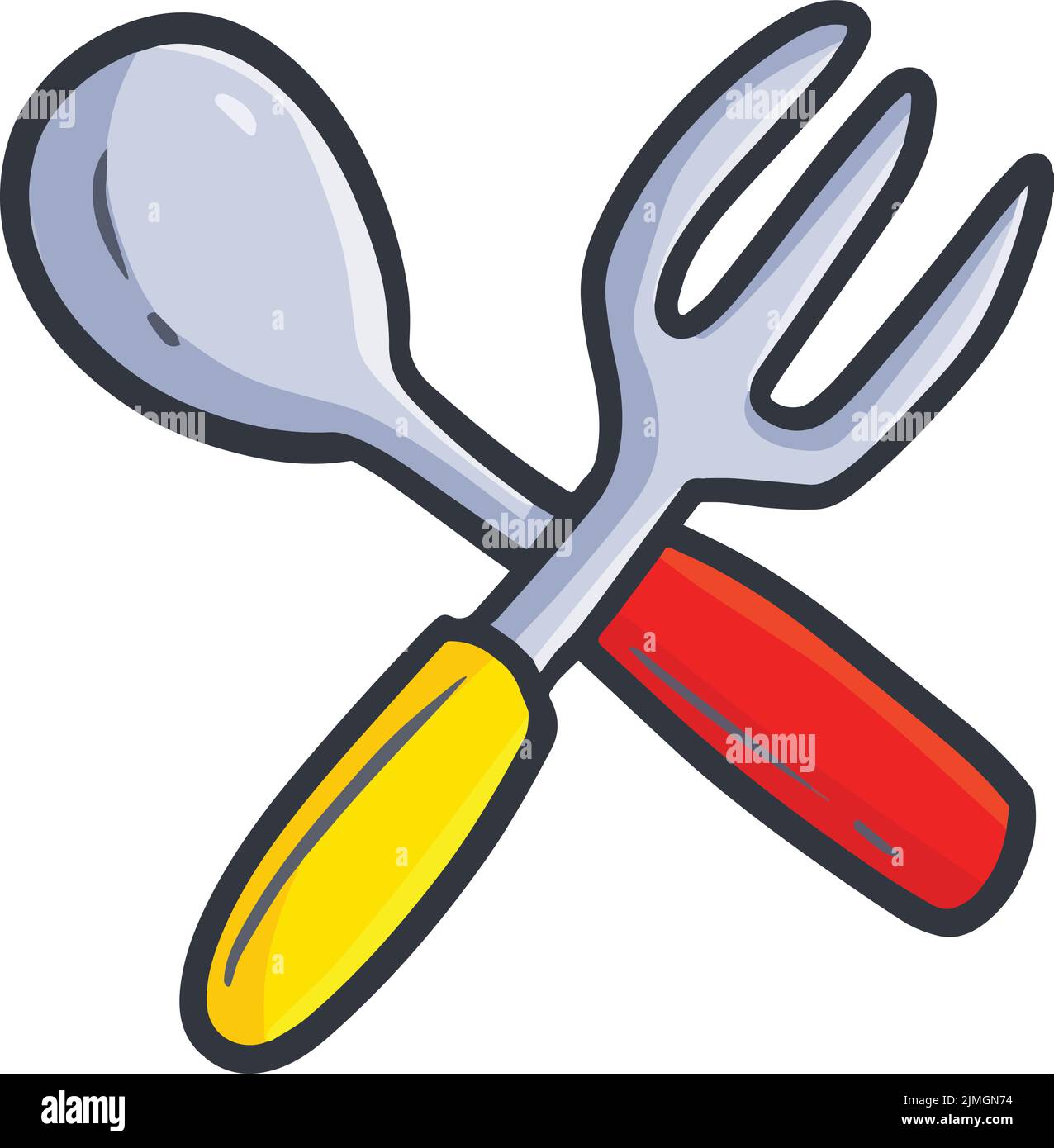 A vector illustration of a spoon and a fork isolated on a white