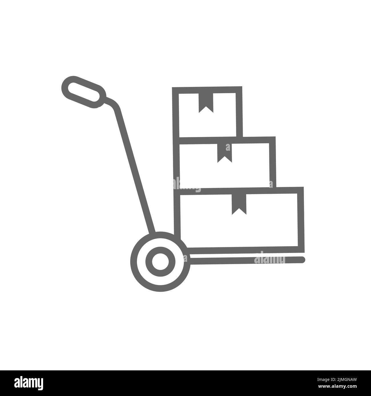 Mechanization. A hand cart with boxes. Linear vector illustration. Icon ...