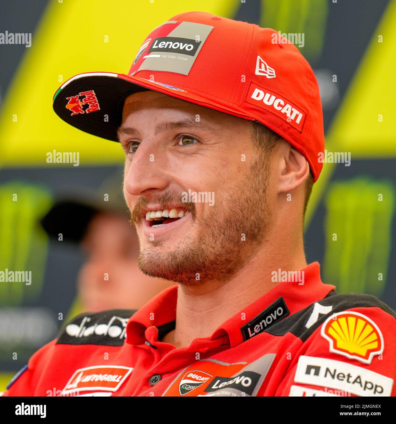 Towcester, UK. 06th Aug, 2022. Jack MILLER (Australia) of the Ducati Lenova Team during the 2022 Monster Energy Grand Prix Qualification Press Conference after securing third place on the grid at Silverstone Circuit, Towcester, England on the 6th August 2022. Photo by David Horn. Credit: PRiME Media Images/Alamy Live News Stock Photo