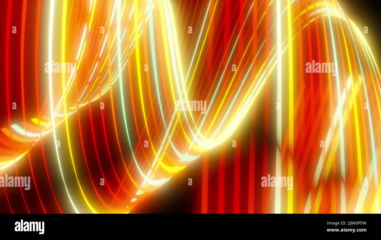 Abstract spiral rotating glow lines, computer generated background, 3D rendering background Stock Photo