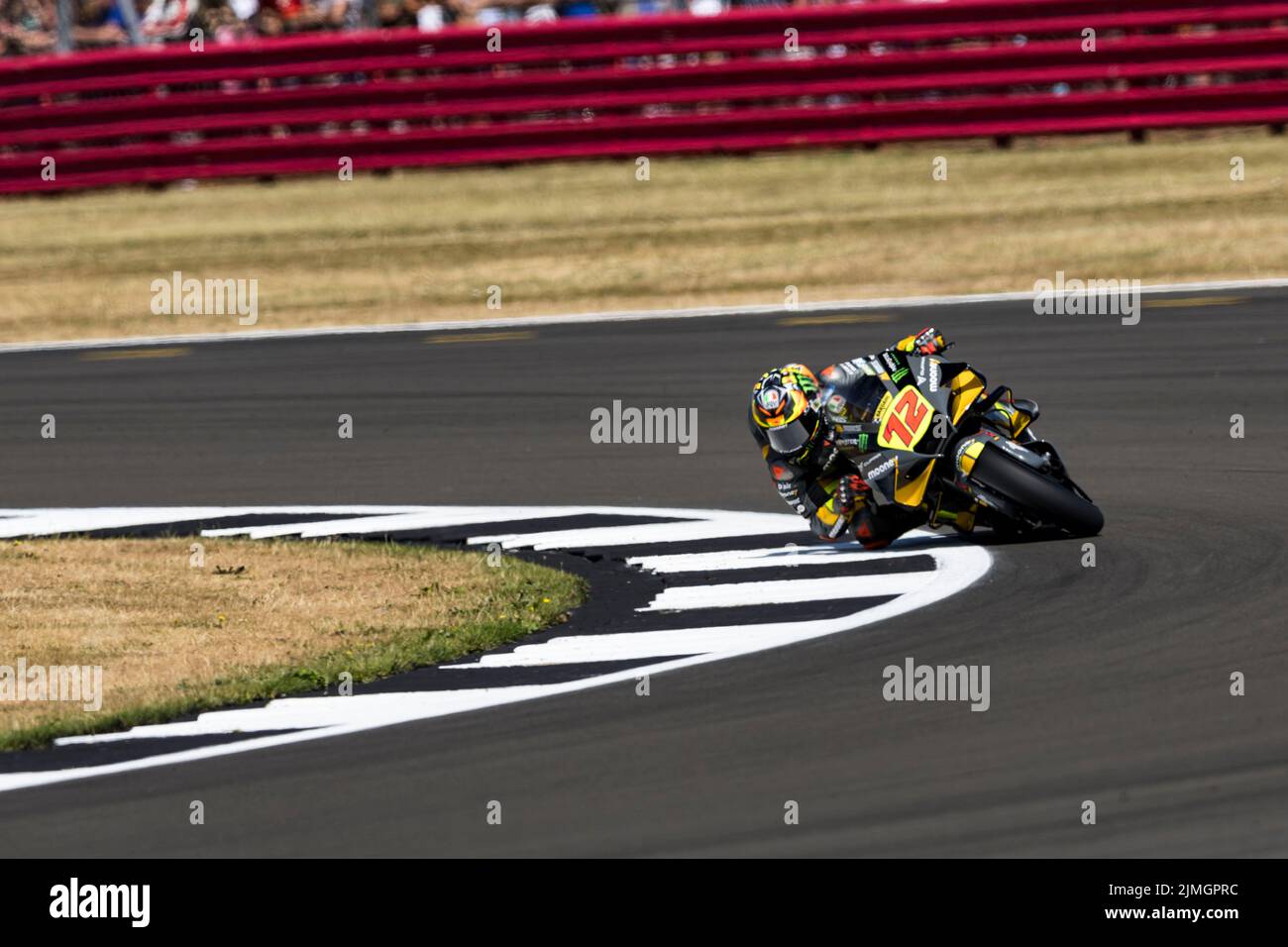 6th August 2022; Silverstone Circuit, Silverstone, Northamptonshire, England: British MotoGP Grand Prix, Qualifying: Number 72 Mooney VR46 Racing bike ridden by Marco Bezzecchi during qualifying at the British MotoGP Stock Photo
