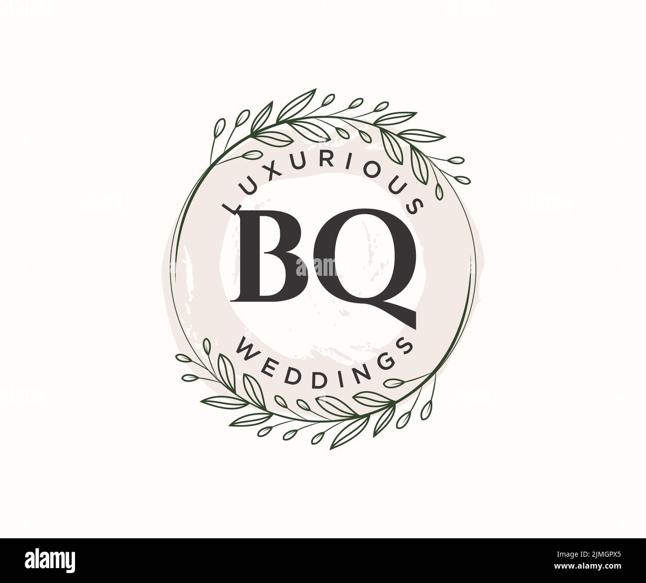 BQ Initials letter Wedding monogram logos template, hand drawn modern ...