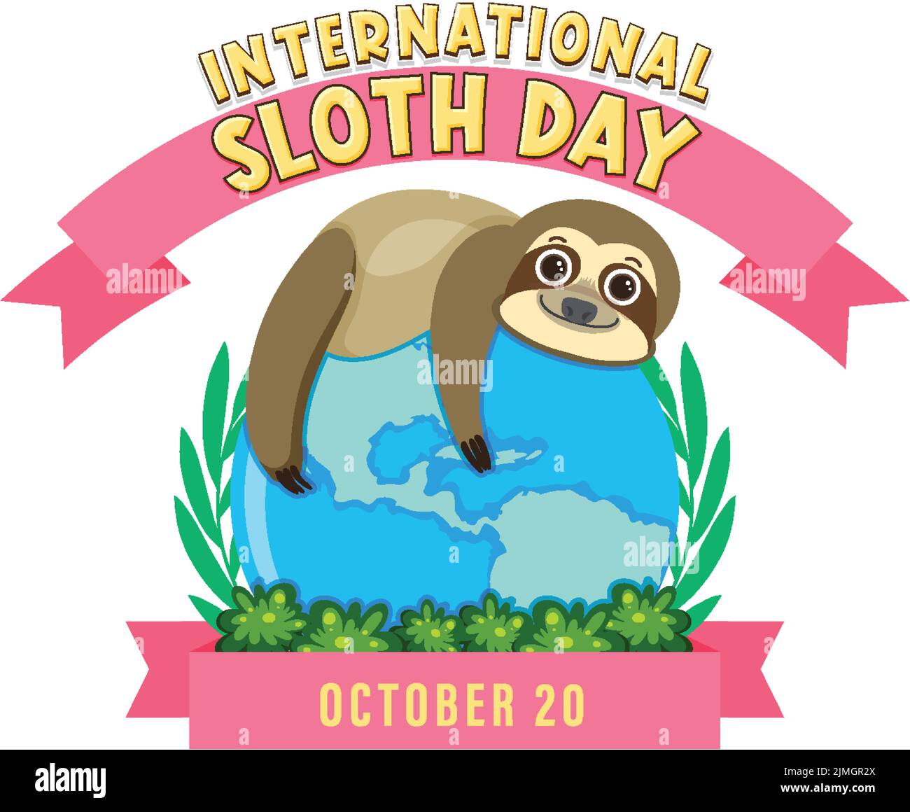 International sloth day banner concept vector illustration Stock Vector ...