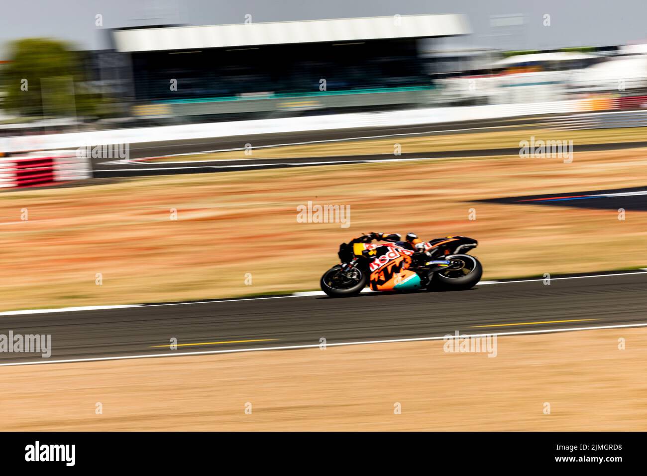 6th August 2022; Silverstone Circuit, Silverstone, Northamptonshire, England: British MotoGP Grand Prix, Qualifying: Number 88 Red Bull KTM Factory Racing bike ridden by Miguel Oliveira during qualifying at the British MotoGP Stock Photo