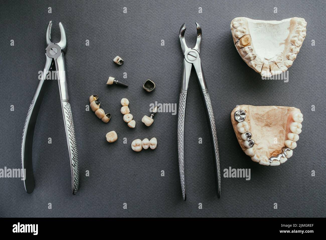 orthodontic prosthetics gypsym jaw denture forceps Stock Photo Alamy