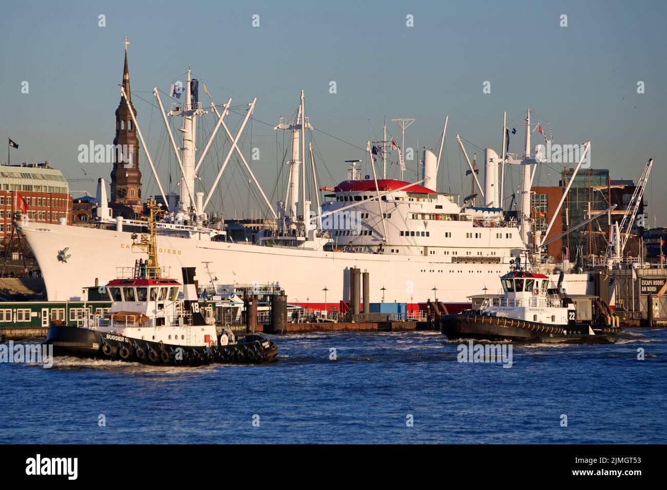 Museum ship Cap San Diego on the North Elbe, Hamburg, Germany, Europe Stock Photo