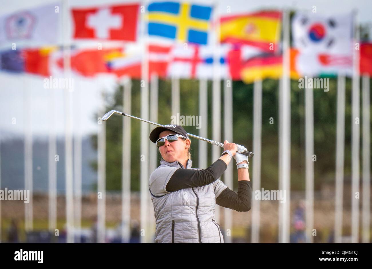 South Africa’s Ashleigh Buhai on the 10th hole during day three of the AIG Women's Open at Muirfield in Gullane, Scotland. Picture date: Saturday August 6, 2022. Stock Photo