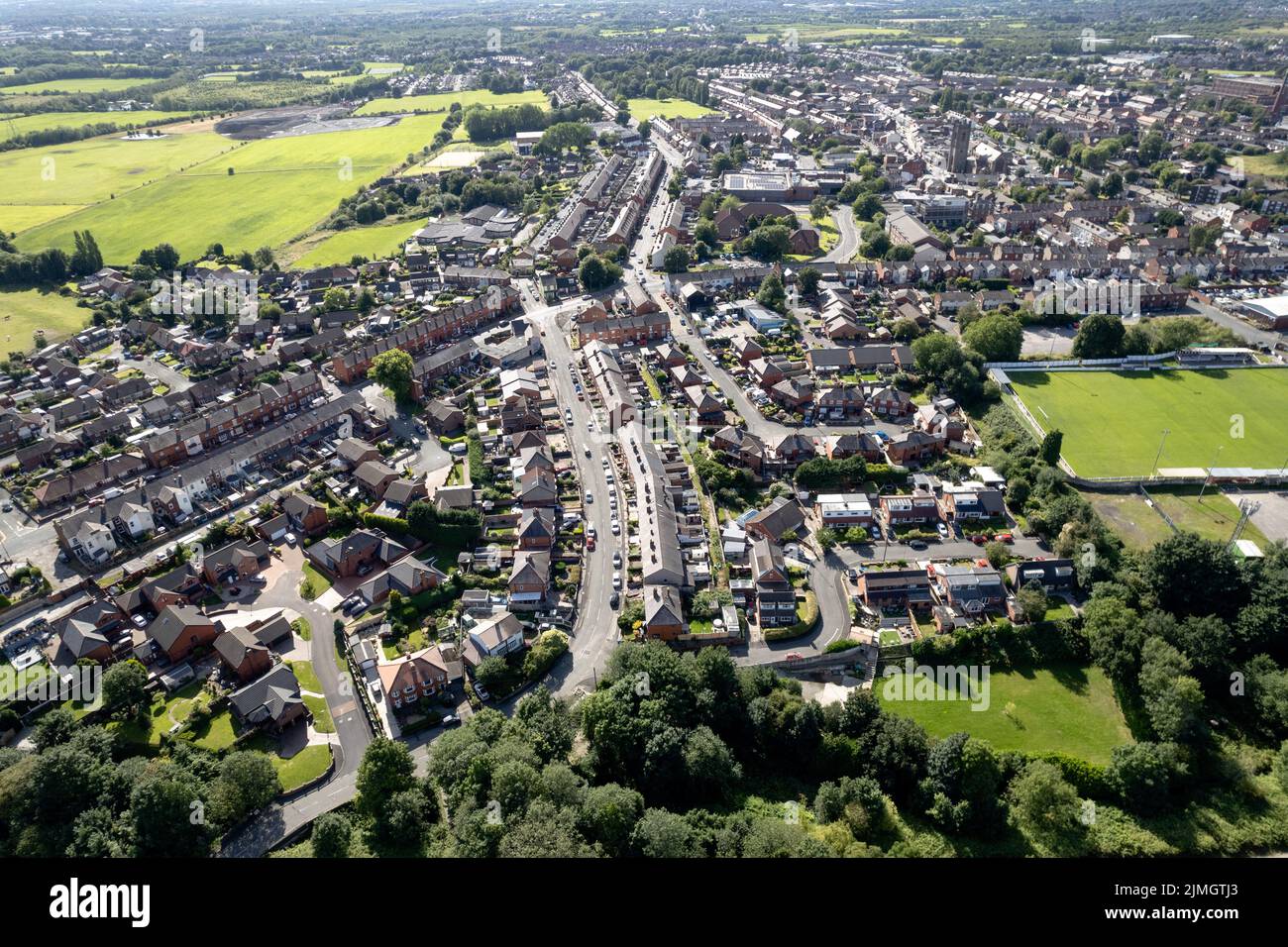 Aerial Houses Residential British England Drone Above View Summer Blue