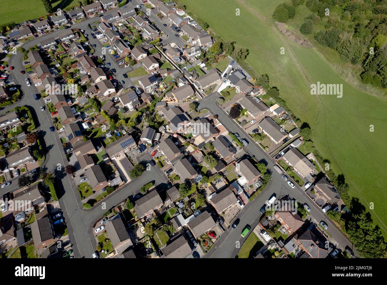 Aerial Houses Residential British England Drone Above View Summer Blue