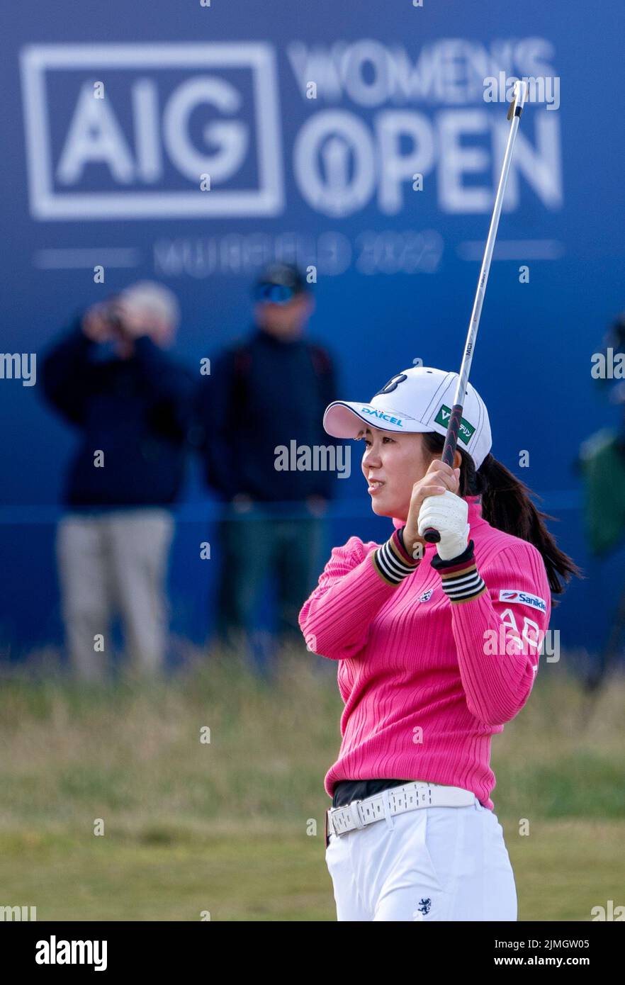 Japan’s Kotone Hori on the 18th hole during day three of the AIG Women's Open at Muirfield in Gullane, Scotland. Picture date: Saturday August 6, 2022. Stock Photo