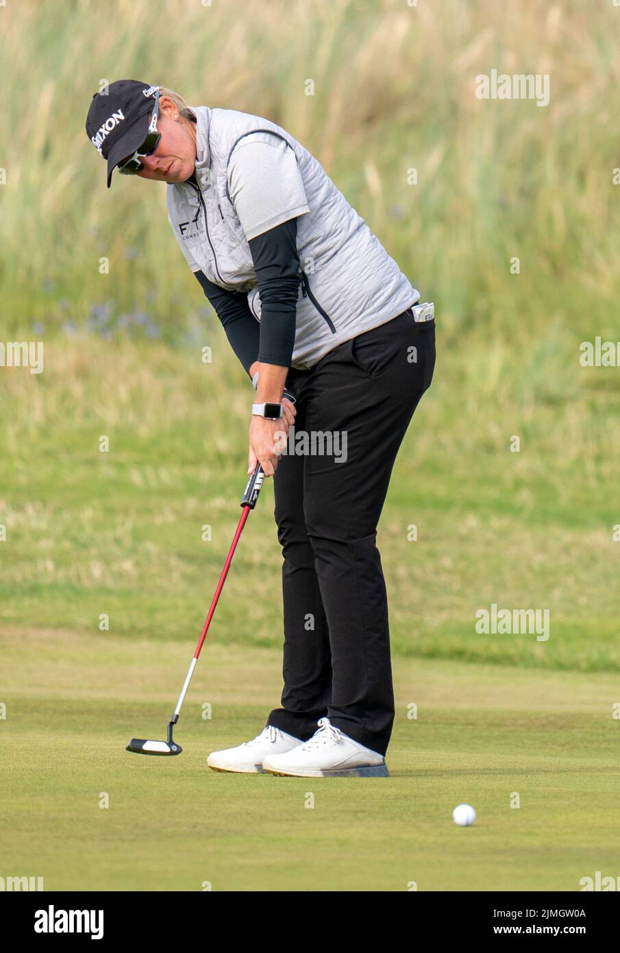 South Africa’s Ashleigh Buhai on the 10th green during day three of the AIG Women's Open at Muirfield in Gullane, Scotland. Picture date: Saturday August 6, 2022. Stock Photo