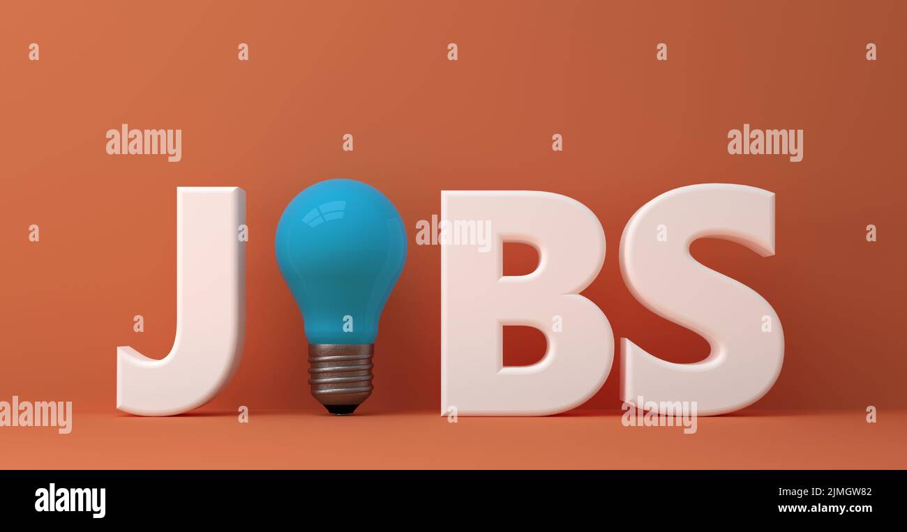 Business jobs symbol as concept with light bulb 3D Illustration Stock
