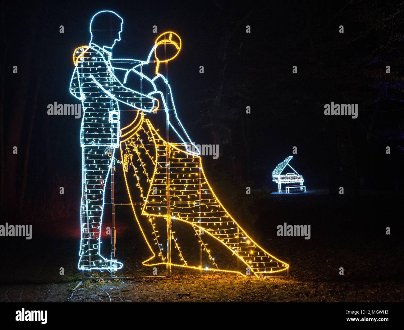 Pair of dancers made of christmas light Stock Photo