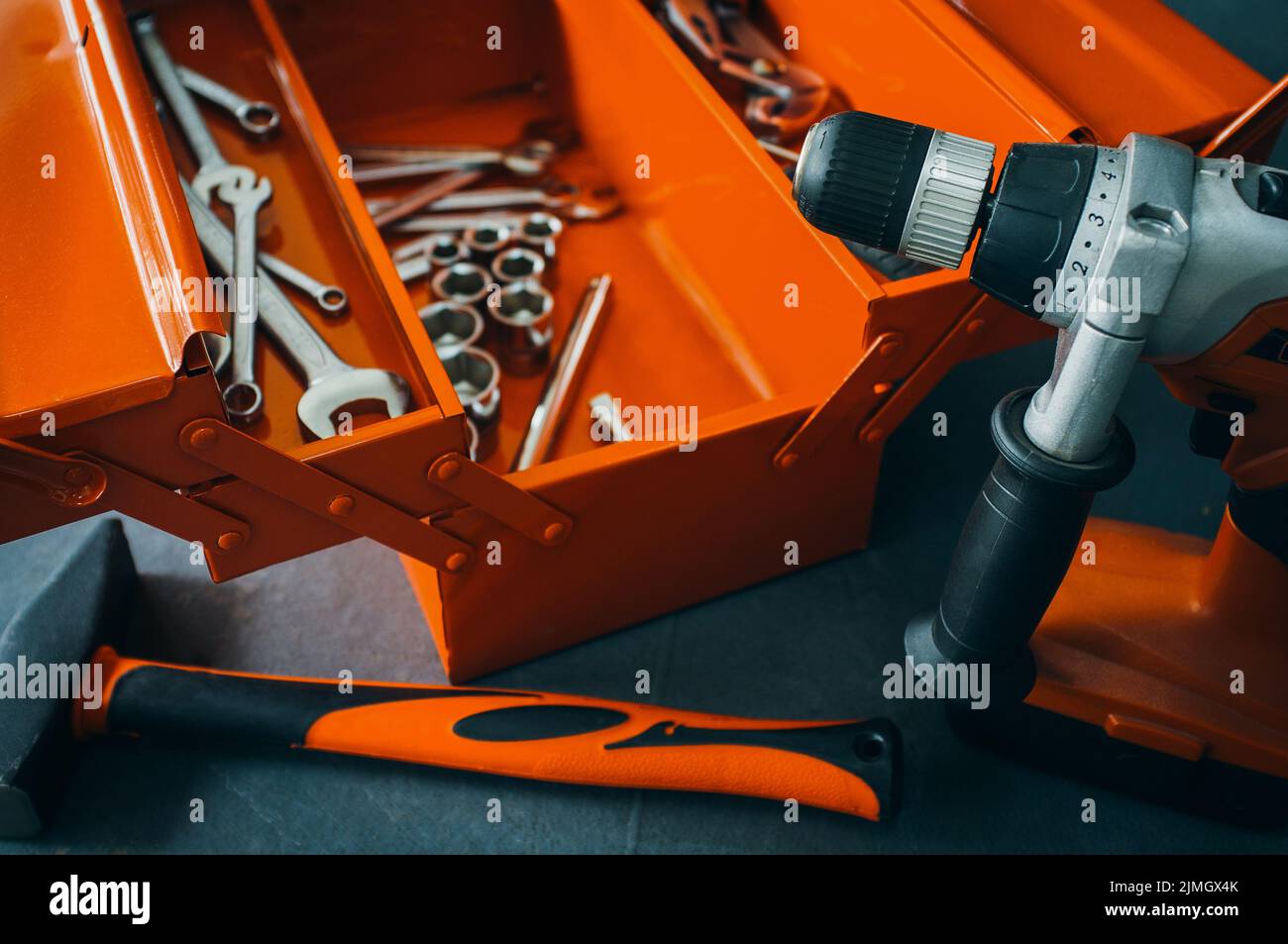 mechanic toolbox wrench instruments Stock Photo Alamy