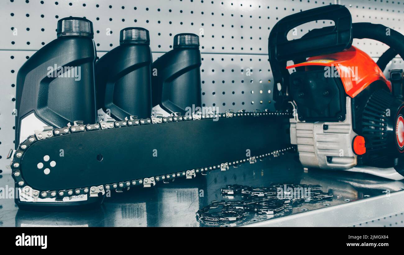 auto detailing supplies chain saw motor oil bottle Stock Photo Alamy