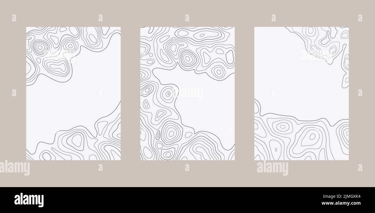 Topographic map pattern. Graphic trail lines on poster. Contour ...