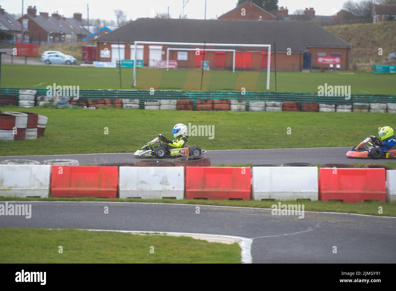 Karting races at South Yorkshire Karting Club Stock Photo Alamy