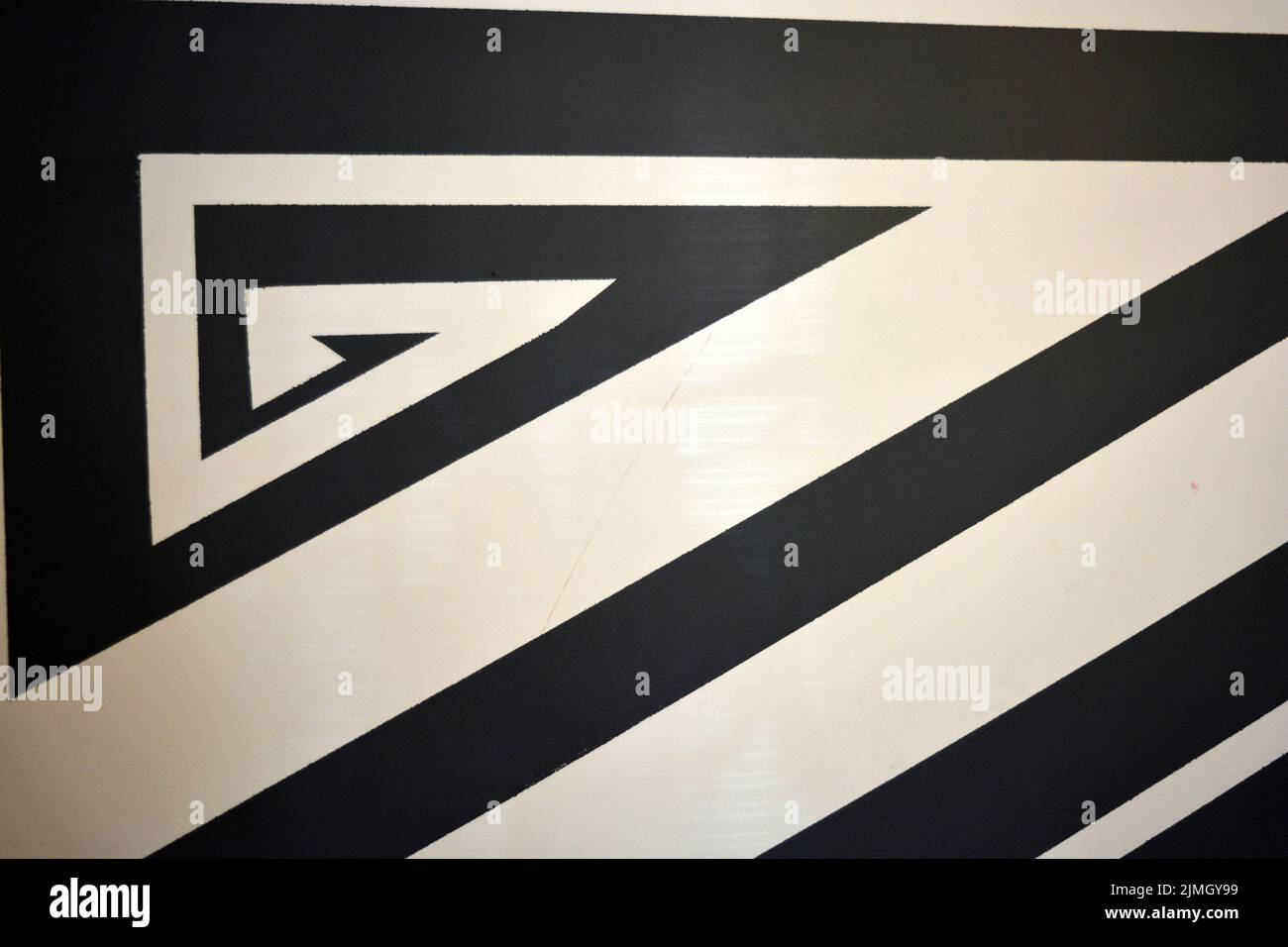 A black and white drawing of stripes of different widths and lengths ...