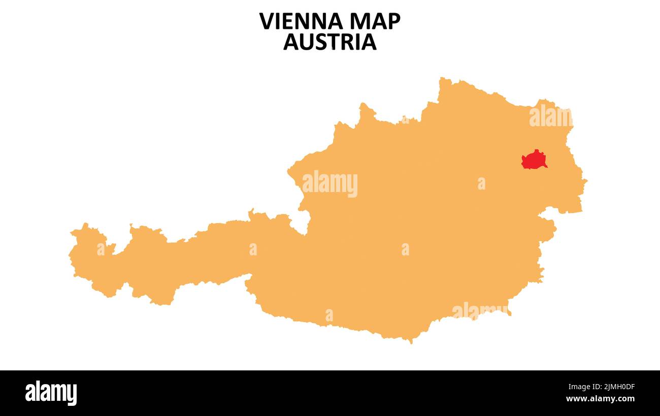 Vienna regions map highlighted on Austria map. Stock Vector