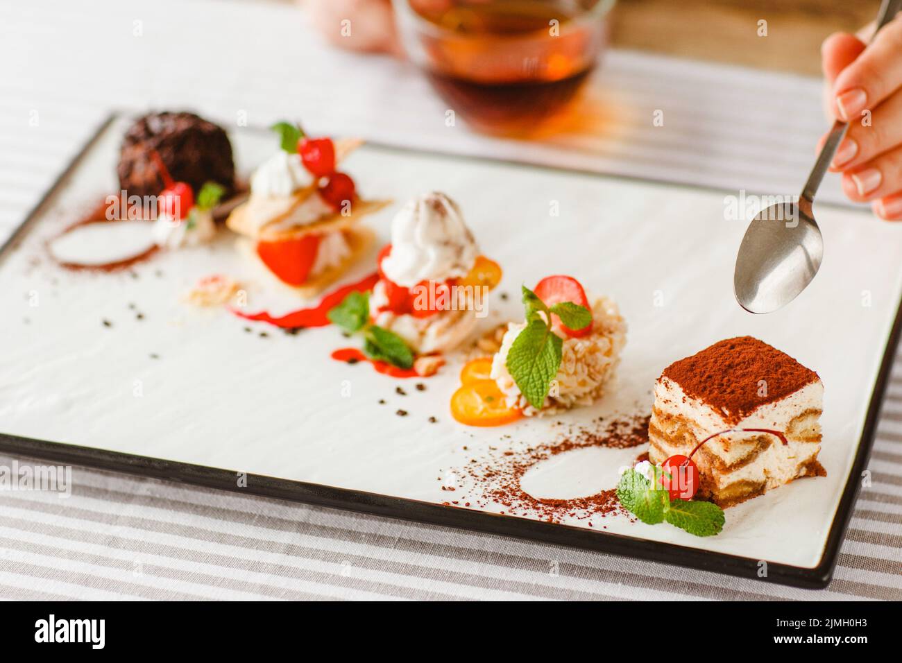 dessert degustation wedding restaurant menu cake Stock Photo Alamy