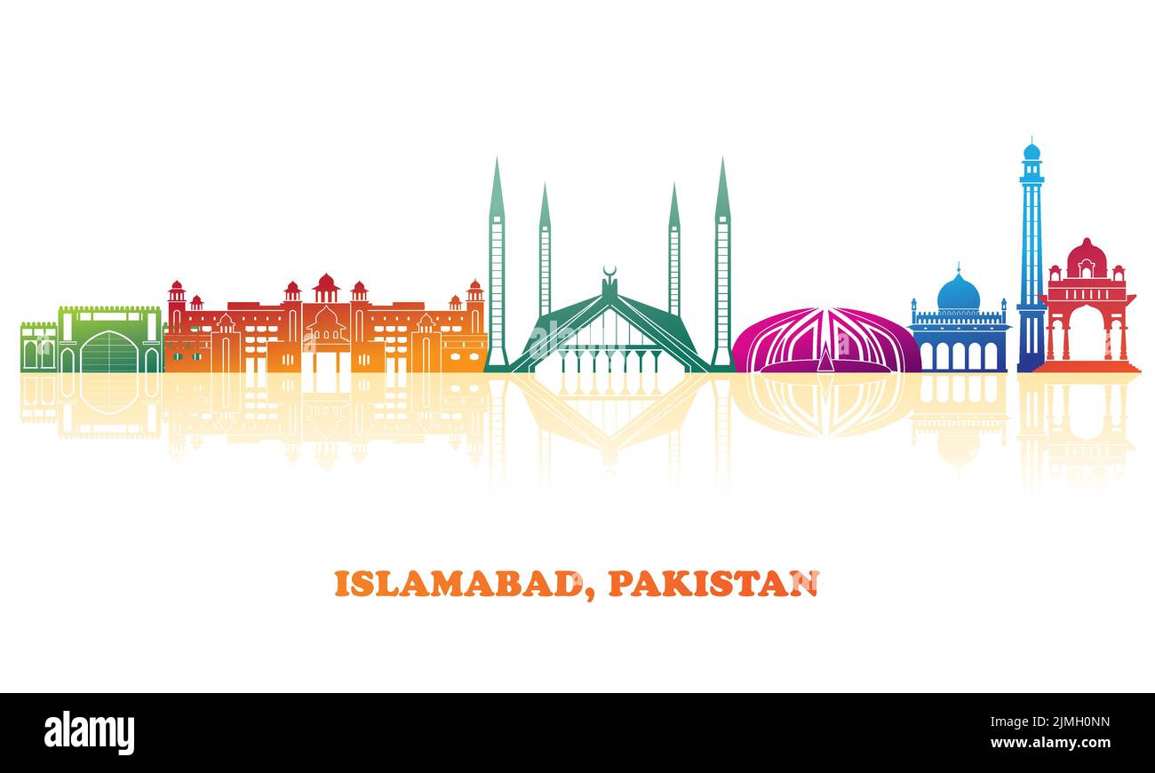 Colourfull Skyline panorama of city of Islamabad, Pakistan - vector illustration Stock Vector