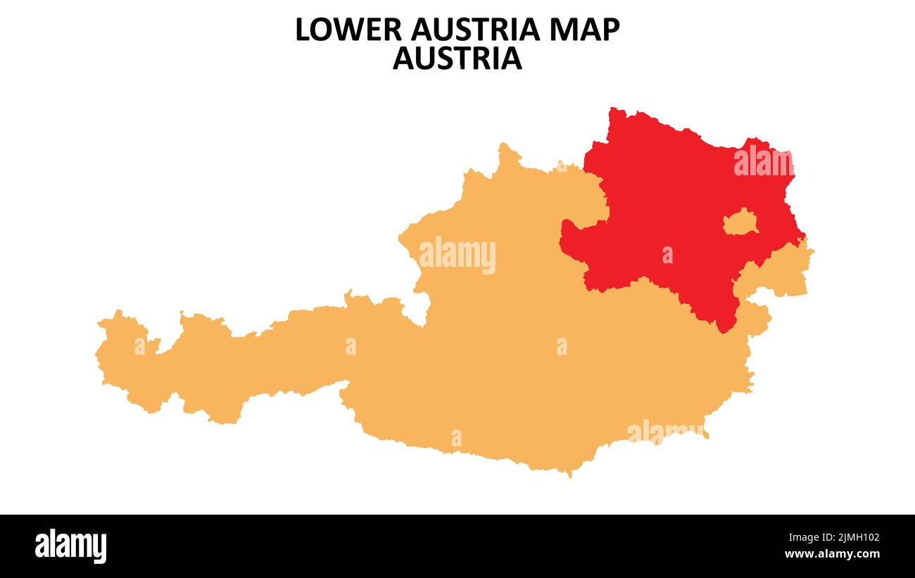 Lower Austria regions map highlighted on Austria map. Stock Vector