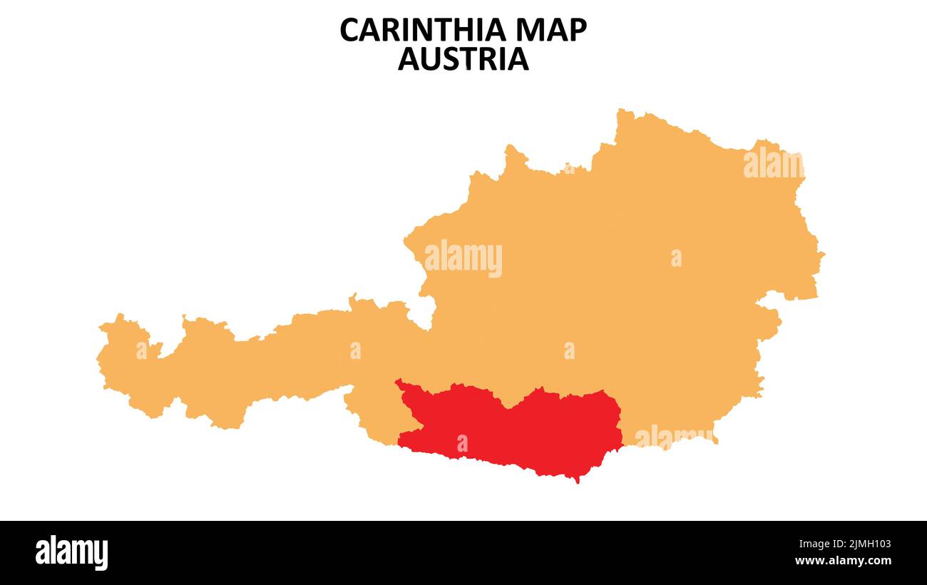 Carinthia regions map highlighted on Austria map. Stock Vector