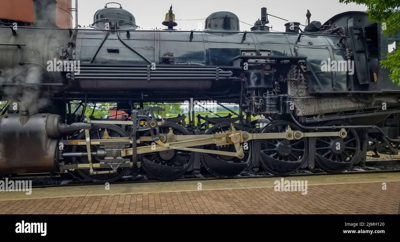 Steam Locomotives Drive Gear While it is Waiting to Start Stock Photo