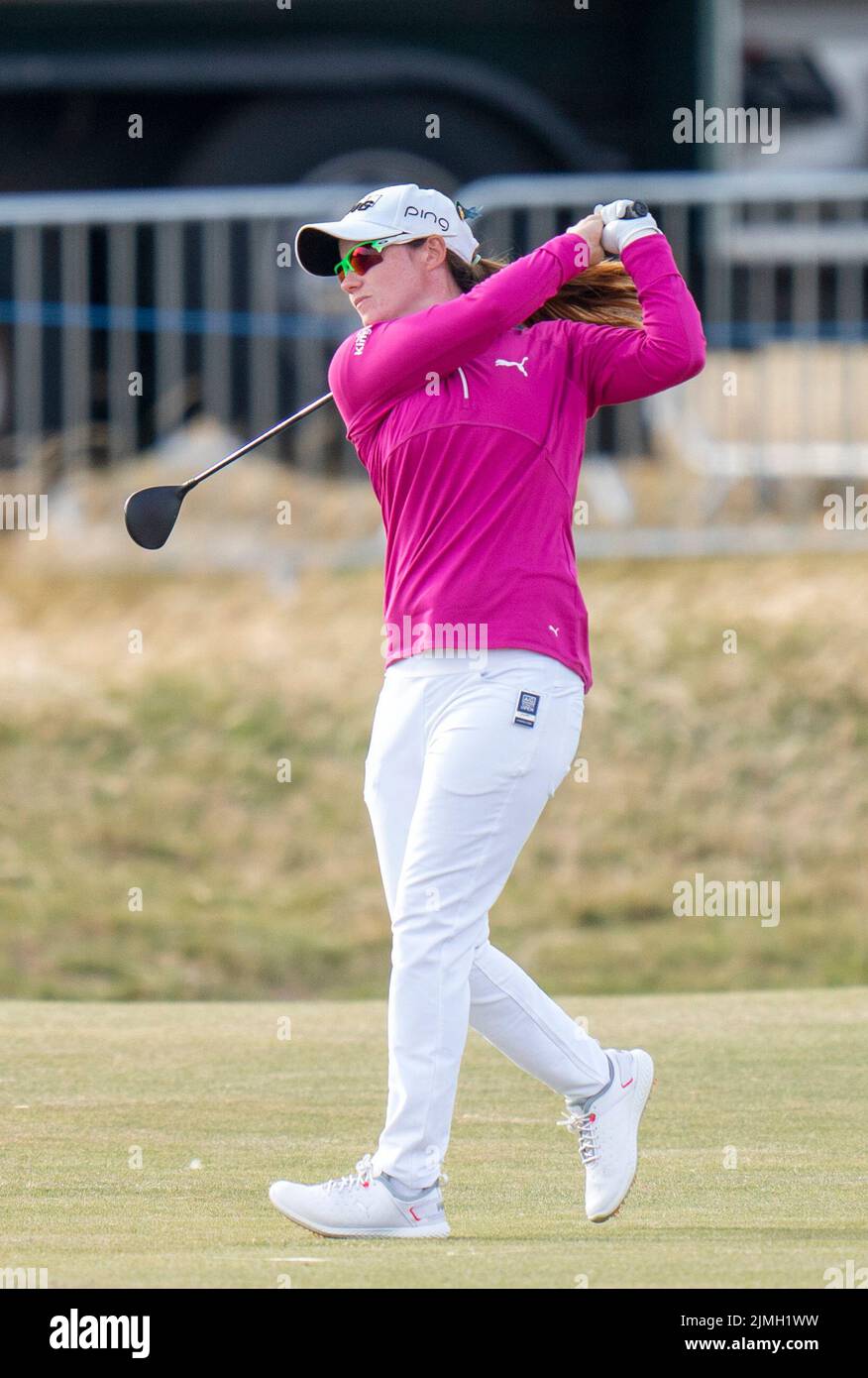 Ireland’s Leana Maguire on the 18th hole during day three of the AIG Women's Open at Muirfield in Gullane, Scotland. Picture date: Saturday August 6, 2022. Stock Photo