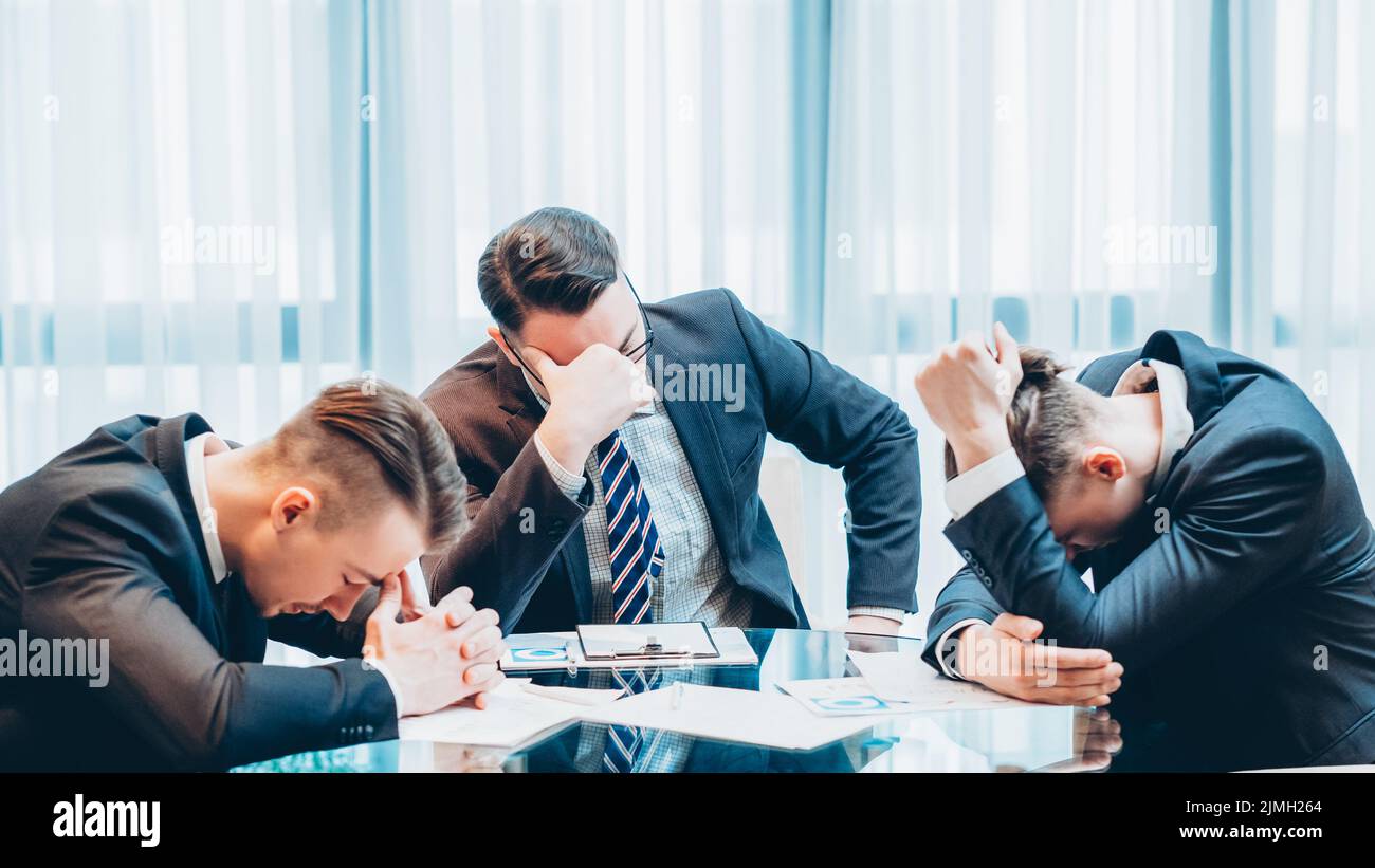 business failure bankruptcy stressed out managers Stock Photo