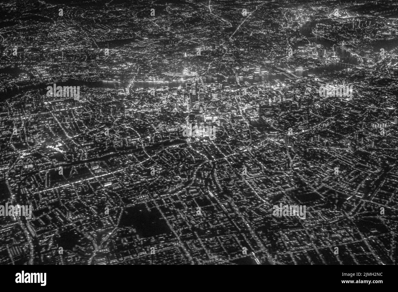 London night view as seen from an airplane Stock Photo